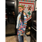 Men's Abstract Winter Coat Overcoat Coat Warm Comfortable Breathable Business Casual Work Wear to work Going out Pocket Print Fall & Winter Turndown Long Sleeve Rainbow
