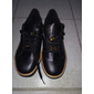 Women's Black Lace-Up Sneakers with Gold Chain Detail – Casual Fashion Shoes for Everyday Wear