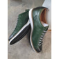 adidași casual din piele de vacă premium pentru bărbați – design cu șireturi în relief verde, cu accente negre, confortabili și durabili