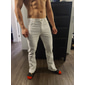 Herren Hose Anzughose Cordhose Schlaghosen Tasche Einfach Komfort Weich Täglich Outdoor Ausgehen Mode Lässig Blau Weiß