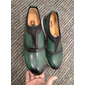 Mocassins à enfiler en cuir de vachette de qualité supérieure pour hommes – design brogue vert et noir, semelle coussinée confortable, chaussures décontractées et formelles