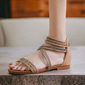 sandales plates de plage bohème à brides tressées pour femmes en beige | chaussures de confort d'été élégantes