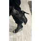 bottes de danse à lacets en similicuir verni noir pour femmes, chaussures de performance à talons hauts et à bout ouvert pour la danse latine, la salsa et la danse de salon