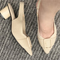 Mujer Tacones Tallas Grandes Zapatos Flyknit Boda Exterior Oficina A Rayas Hebilla Talón de bloque Dedo Puntiagudo Moda Clásico Confort Zapatos de Paseo Punto Mocasín Almendra Negro Amarillo