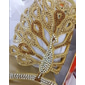 Mulheres Saltos Sandálias Sapatos de vestir Sapatos Brilhantes Casamento Festa Pena de pavão Pedrarias Calcanhar cônico Salto Agulha Peep Toe Elegante Boêmia Vintage Couro Microbiano Fivela Salto