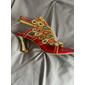 Mulheres Saltos Sandálias Sapatos de vestir Sapatos Brilhantes Casamento Festa Pena de pavão Pedrarias Calcanhar cônico Salto Agulha Peep Toe Elegante Boêmia Vintage Couro Microbiano Fivela Salto