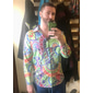 Homme Fleuri Illusion d'optique Chemise Chemise Boutonnée manche longue Artistique Tenue quotidienne Sortir Automne & Hiver Col Rabattu Imprimé Boutonné Bleu Jaune Bleu Roi Violet Orange