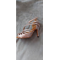 goldene Riemchen-Tanzschuhe mit hohem Absatz und Fesselriemchen für Damen – elegantes Schuhwerk für Gesellschafts- oder lateinamerikanische Performances