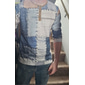 Miesten Skottiruutukuvio Faux Patchwork kuvio Henley-paita Vohveli T-paita Pitkähihainen 3D-tulostus Suunnittelija Retro / vintage Vapaa-aika Urheilu ja ulkoilu Pyhäpäivä Festivaali 봄 & Syksy Sininen