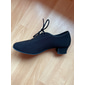 chaussures de danse de salon oxford noires pour femmes – chaussures d'entraînement latines à lacets en toile avec semelle en daim pour performances et entraînements professionnels