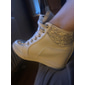 Women's White Rhinestone Wedge Sneakers – Faux Leather High Top Platform Shoes for Casual, Party & Streetwear Fashion