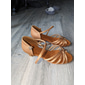 chaussures de danse latine à lanières noires pour femmes - sandales à bout ouvert en satin avec talon bas et semelle en daim pour salle de bal, salsa et tango
