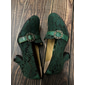 damskie zielone skórzane buty typu Mary Jane na obcasie z kwiatowym nadrukiem, wstążkami i w stylu retro - idealne na imprezy w stylu vintage i na co dzień jako elegancka ozdoba