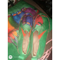 Femme Basket Ballerines Slip-Ons Imprimer des chaussures Baskets à enfiler du quotidien Voyage Oiseau Peinture Talon Plat Vacances Décontractées Confort Toile Mocassins Rouge clair Bleu Vert