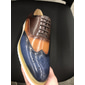 Homme Baskets habillées Cuir Cuir de vachette pleine fleur italien Antidérapantes Lacet Marron / Bleu