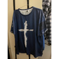Herre Kors T skjorte nødlidende t-skjorte Kortermet T skjorte Crew-hals Skjorte Årgang Designer Grunnleggende Avslappet Daglig Helg Blå Rød Mørkegrå Sommer Klær Store størrelser S M L XL XXL 3XL 4XL