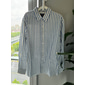 Homens Camisa Social camisa de verão Camisa casual camisa de botão Preto Azul Manga Longa Riscas Lapela Férias Roupa Diária Roupa Algodão 100% Algodão Moda Havaiana Casual
