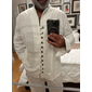 Per uomo Camicia Camicia di lino Camicia Estiva Camicia casual Camicia con Bottoni Semplice Vacanza Crociera Nero Bianco Rosa Blu Manica Lunga Colletto alla coreana Estate Primavera & Autunno