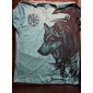 Homme Graphique Loup Viking T-shirt Chemise Henley Manche Courte Impression 3D Mode Classique Rétro Vintage Sport en Plein Air Fête Sortir Printemps & Été Bleu Vert Kaki Gris Henley T-shirt Henley