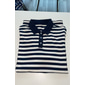 Herre Polo Strikk polo Virksomhet Avslappet Knaphul Kortermet Moderne Formelt Stripet Horisontale strips Knapper Sommer Navyblå Polo