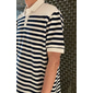 Men's Polo Knit Polo Sweater Business Casual Lapel Short Sleeve Fashion Modern Striped Button Summer Navy Blue Polo