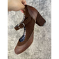 Women's Vintage Gatsby Brown Mary Jane Heels-Retro Chunky Heel Pumps for Office and Casual Wear