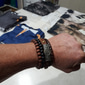 Homens mulheres 4pçs Abotoaduras Pulseiras com Miçangas Pulseiras de couro Presente Diário Retro Moda Europeu Marron