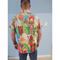 Herr Tecknat Mask Tropiska växter Hawaii skjorta Lägerskjorta Aloha skjorta Kortärmad Skjorta Nedvikt Mode Hawaiisk Designer Ledigt Dagligen Utomhus Blå Gul Rubinrött S M L