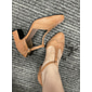 Women's Elegant Vintage T-Strap Chunky Heel Pumps - Brown Brogue Leather Heels for Oktoberfest, Retro and Formal Wear