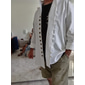 Per uomo Camicia Camicia di lino Camicia Estiva Camicia casual Camicia con Bottoni Semplice Vacanza Crociera Nero Bianco Rosa Blu Manica Lunga Colletto alla coreana Estate Primavera & Autunno
