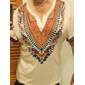 Férfi afrikai minta Póló Henley ing Rövid ujjú 3D nyomtatás Dizájn Etno Hétköznapi Napi Nyár Khakizöld Szürke V-alakú Henley Henley póló