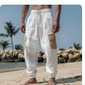 Per uomo Pantaloni di Lino Pantaloni Pantaloni Estivi Coulisse Elastico in vita Multi-tasche Semplice Comodità Traspirante Lunghezza intera Casuale Quotidiano Ferie Moda Stile Classico Nero Bianco