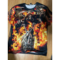 Voor heren Grafisch Doodskoppen Vlam Motor T-shirt Motorfiets T-shirt Korte mouw T-shirt 3D-afdrukken Strakke ronde hals Overhemd Vintage Modieus Ontwerper Buiten Dagelijks Sport Blauw Oranje Grijs