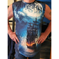 Herr Grafisk Lutning Linne Ärmlös T-shirt för män T-shirt i dubbel färg Ärmlös Remmar T-shirt 3D-tryck Rund hals Skjorta Mode Designer Muskel Dagligen Sport Gym Gul Blå Purpur Vår & sommar Kläder S M