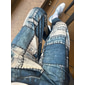 patchwork mønster rutete geometri herre virksomhet 3d-trykt kjole buksebukser klassisk passform flat front bukse marineblå midt midje utendørs street wear s til 3xl