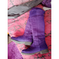 bottes en daim violettes au-dessus du genou pour femmes avec talon plat - élégantes et confortables pour une tenue décontractée en hiver