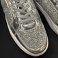 Glitzer- und Metallic-Sneaker für Damen in Silber – trendige Schnürschuhe für Partys und Freizeit