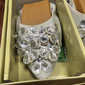 zilveren opvouwbare damesflats met strassversieringen - comfortabele, lichtgewicht schoenen voor reizen, feesten en speciale gelegenheden