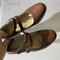 Dámské vintage Gatsby hnědé lodičky Mary Jane s detaily v brogue pohodlné boty s půlkou podpatku pro retro inspiraci