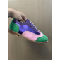 damskie wielokolorowe buty typu oxford, retro design z noskami w kształcie skrzydeł z zielonymi, różowymi i fioletowymi panelami, swobodne, sznurowane półbuty typu brogs, modne i codzienne