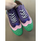 damskie wielokolorowe buty typu oxford, retro design z noskami w kształcie skrzydeł z zielonymi, różowymi i fioletowymi panelami, swobodne, sznurowane półbuty typu brogs, modne i codzienne