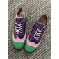 damskie wielokolorowe buty typu oxford, retro design z noskami w kształcie skrzydeł z zielonymi, różowymi i fioletowymi panelami, swobodne, sznurowane półbuty typu brogs, modne i codzienne