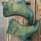 bottes à lacets vintage vertes victoriennes pour femmes avec bordure festonnée et détails brogue - chaussures à talons hauts élégantes pour les tenues de cosplay, steampunk et rétro