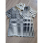 Herr Geometrisk Våffelpikétröjor Golftröja Kortärmad Polotröjor Skjortor med krage Business Casual Arbetskläder Högtidskläder Festivalkläder 3D-utskrift Knappar Blå Blågrön Vit