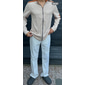 Hombre Camiseta Chaqueta Camiseta de punto gofre Camiseta superior Manga Larga Cuello Mao Primavera & Otoño Bloque de color Moda Design Básico Cerrar Retazos Vacaciones Calle Noche Azul Piscina