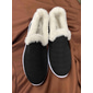 Schwarze Winter-Schlupfschuhe für Damen mit plüschigem Fellfutter und leichter Sohle, gemütliches und warmes Schuhwerk für kaltes Wetter