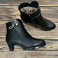 Women's Fur-Lined Ankle Boots – Warm Winter Heels with Side Zipper and Chic Gold Accent for Casual and Formal Wear