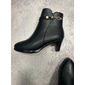 Women's Fur-Lined Ankle Boots – Warm Winter Heels with Side Zipper and Chic Gold Accent for Casual and Formal Wear