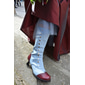 bottes vintage boutonnées au genou pour femmes bleu sarcelle et citron vert avec talons sculptés - chaussures de cosplay rétro et de mode tendance