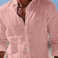 Per uomo Camicia Camicia di lino Camicia popover Camicia Estiva Abbigliamento da spiaggia Camicia con colletto alla coreana Semplice Vacanza Casuale Nero Bianco Giallo Rosa Manica Corta Henley Estate